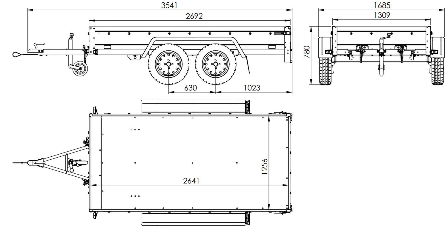 Remolque de coche REMOLQUE DE JARDÍN UNITRAILER DE 2 ejes 264/2 KIPP - Imagen 2